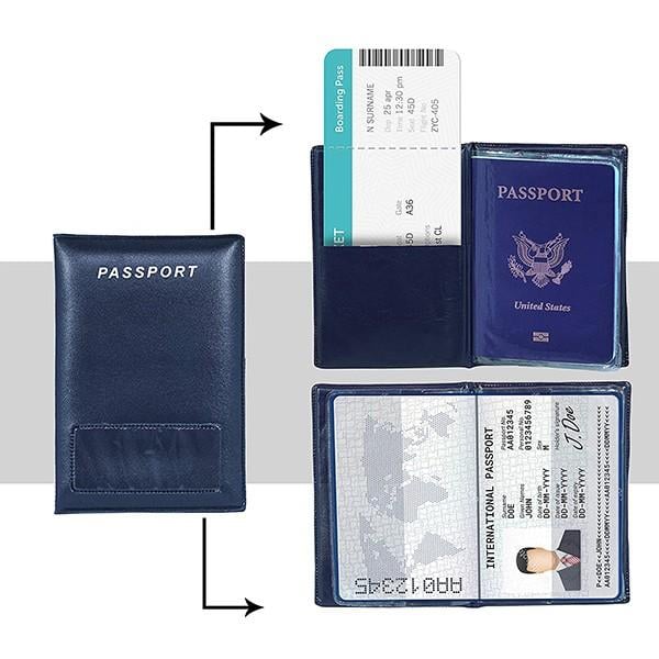 Blue Customized Leather Passport Cover for Men & Women (14 x 9.5 cm)