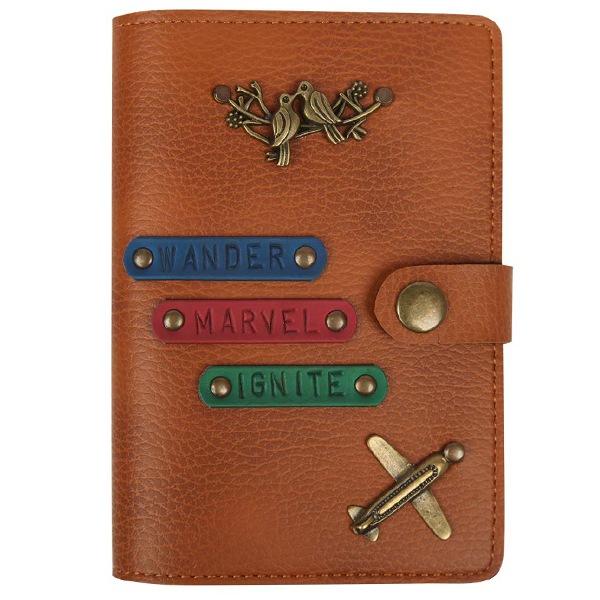 Brown Customized Wander Marvel Ignite Finish Quoted Passport Cover
