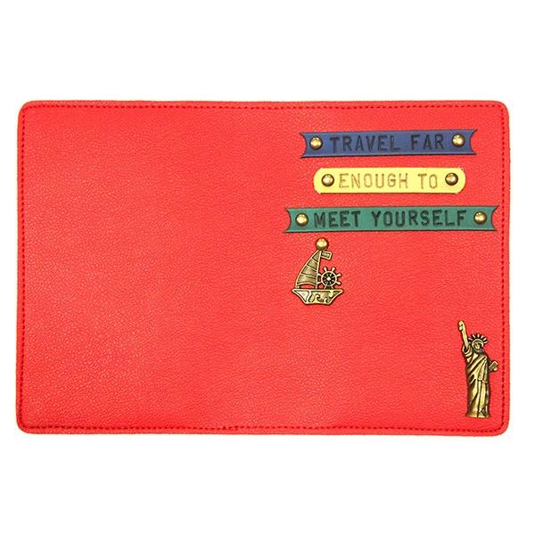 Red Customized Leather Quoted Passport Cover