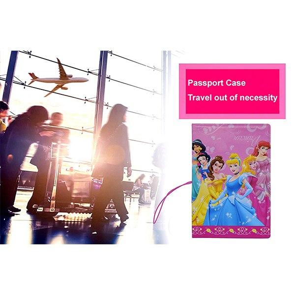Pink Customized Cartoon Passport Cover for Kids Waterproof Passport Card Holder