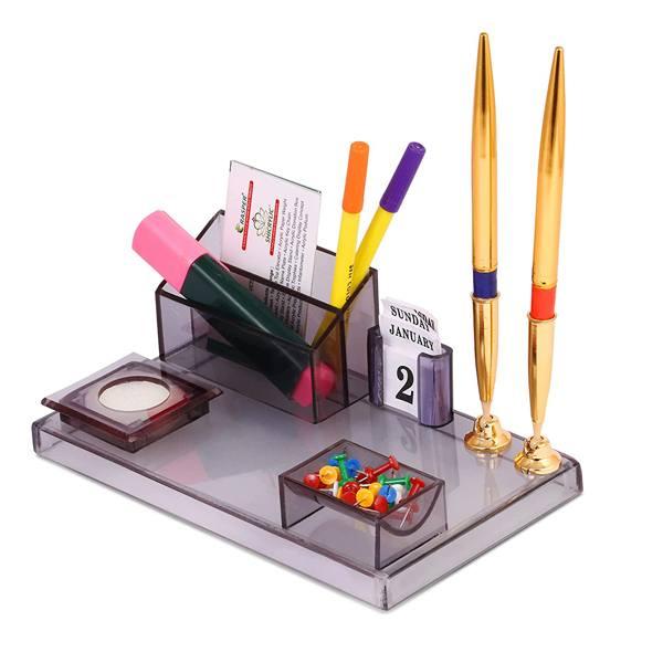 Smoke Black Customized Pen Stand with Visiting Card Holder Stand Desk Organiser, Stylish Acrylic Pen Stand, Pen Pencil Holder