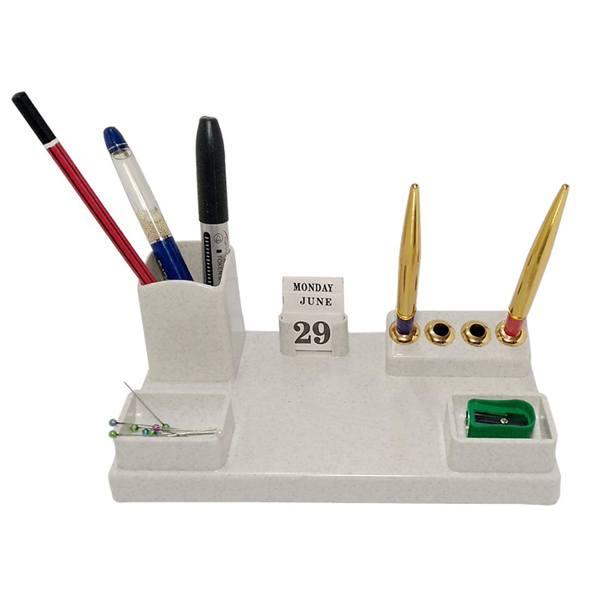 White Customized Plastic Pen Stand,Pencil Stand,Pen Holders,Pencil Holder for Office and Study table Creamy Design