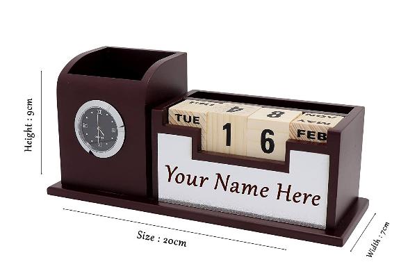 Brown Customized Pen Stand (Size: 21 cm x 6.5 cm x 6 cm)