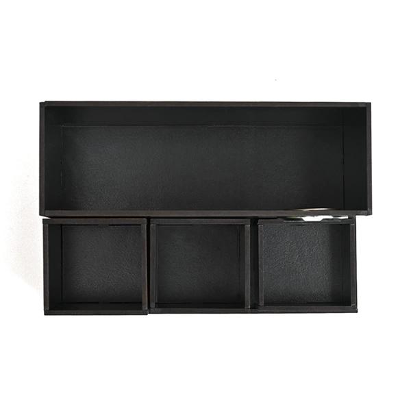 Black Customized Wooden Desk Organizer With Clock, 4 Compartments With Proper Storage Box For All Stationary Items, Unique Corporate Gifts