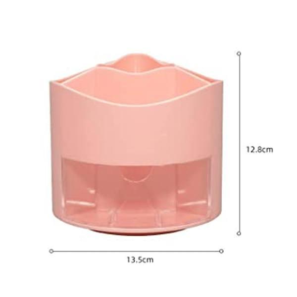 Peach Pink Customized 360 Degree Rotating Pen Pencil Holder/Stand With 4 Compartment And A Drawer For Storing Stationery, Remotes, Cosmetics