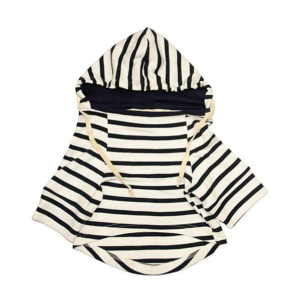 White Navy Blue Customized Pet Clothes Striped Full Sleeves with Drawstring Dog Jumper Hoodie, Autumn Winter Apparel for Dogs