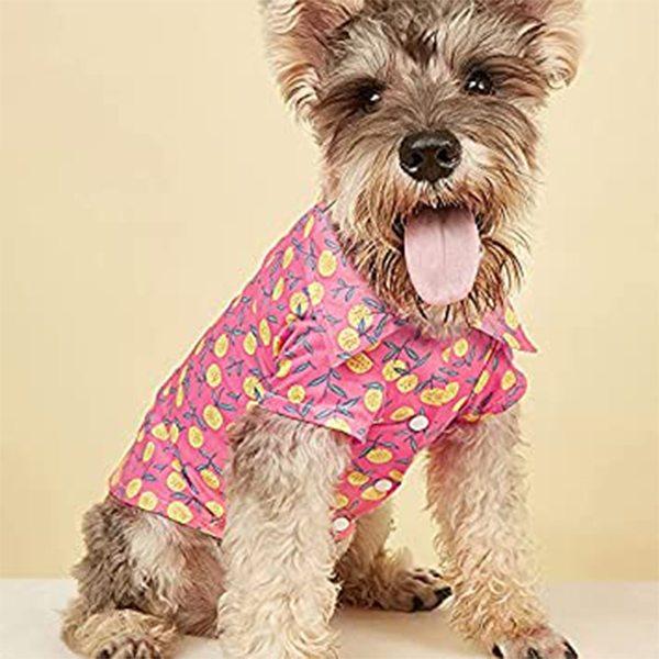 Cherry Pink Customized Hawaiian Dog Shirt, Pet Summer T-Shirt, Breathable Dog Clothes for Small Dogs, Cats