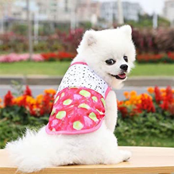 Multicolor Customized Breathable Shirt for Small Dogs, Summer Fruits Pattern, Mesh Vest