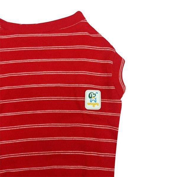 Red Customized Striped Sleeveless Round Neck T-Shirt for Puppies, Dogs, Cats, Kitten