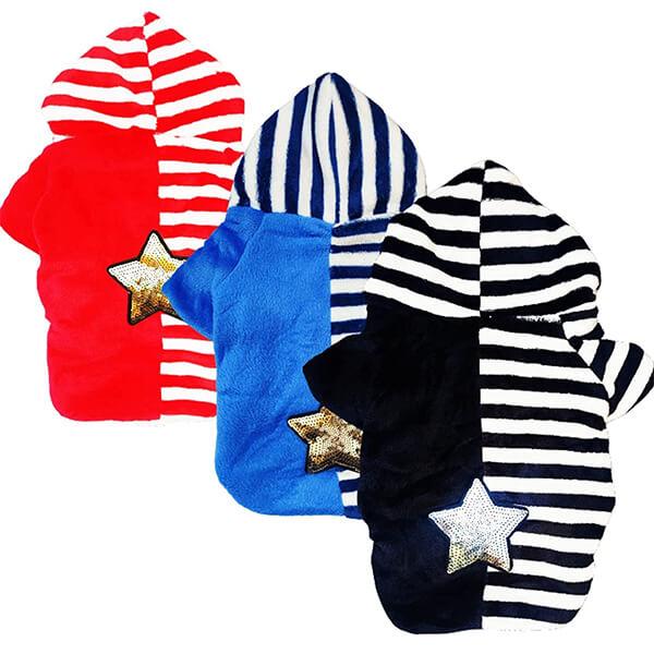 Black Customized Dogs Winter Hoodie, Soft Fleece Puppy Clothes For Small Dogs, Puppies & Cats