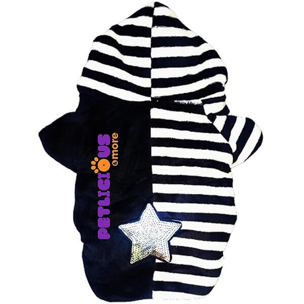 Black Customized Dogs Winter Hoodie, Soft Fleece Puppy Clothes For Small Dogs, Puppies & Cats