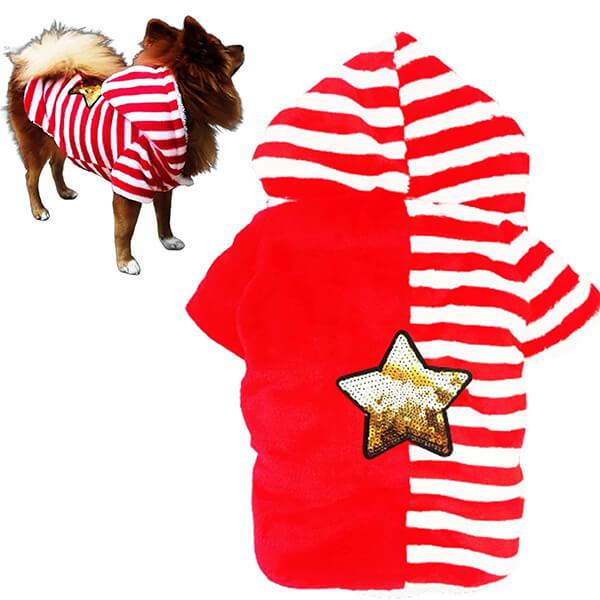 Red Customized Dogs Winter Hoodie, Soft Fleece Puppy Clothes, Sweatshirt for Small Puppies & Cats
