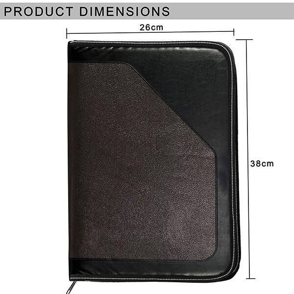 Black Customized PU Leather Multipurpose File Folder A4 Size (38 x 26 cm)
