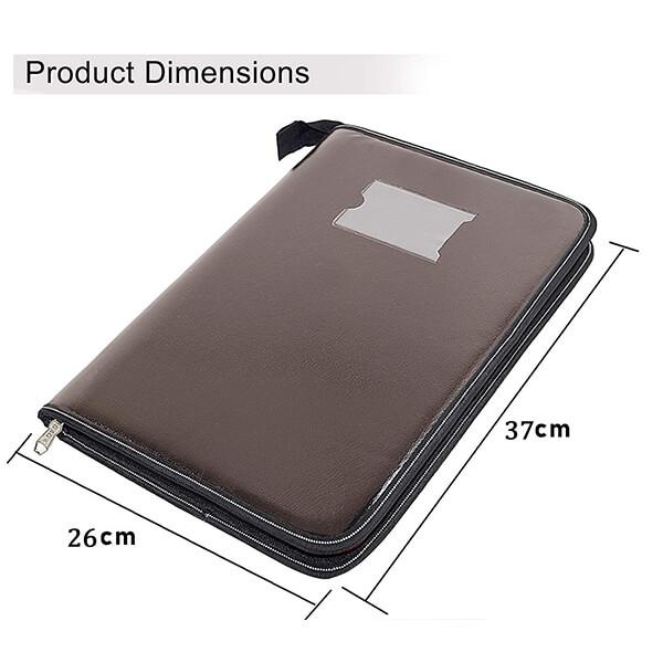Dark Brown Customized Leather Professional File/Document Folder with 20 Sleeves for Certificates