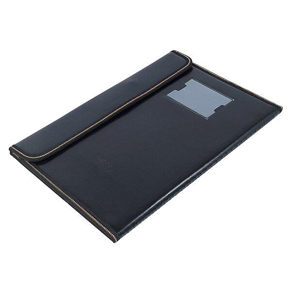 Black Customized PU Leather Multipurpose Document 20 Sleeves File Folder for Certificates, A4 Size