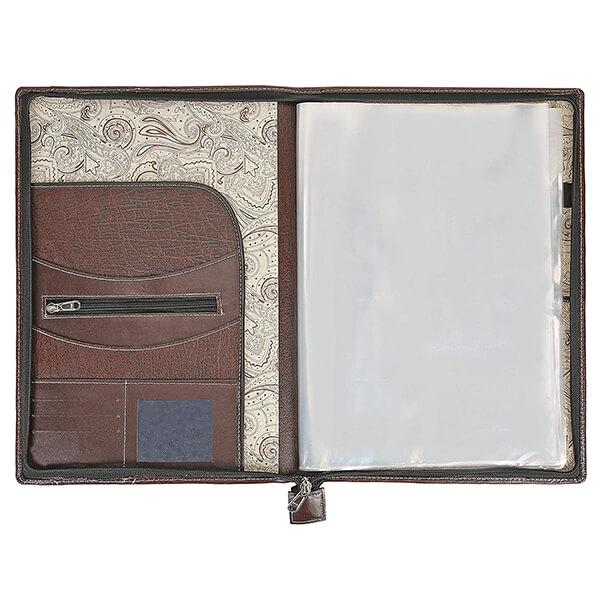 Brown Customized Premium Leather Files and Folder, Executive Document Holder with 20 Leafs, B4 Size
