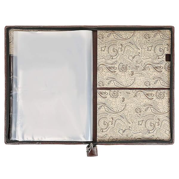 Brown Customized Premium Leather Files and Folder, Executive Document Holder with 20 Leafs, B4 Size