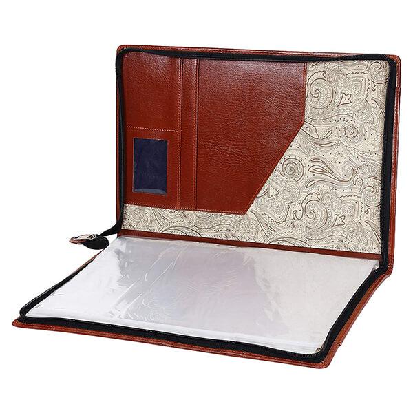Brown Customized PU Leather File Folders/Document Bag/Conference Bag with Adjustable Handles