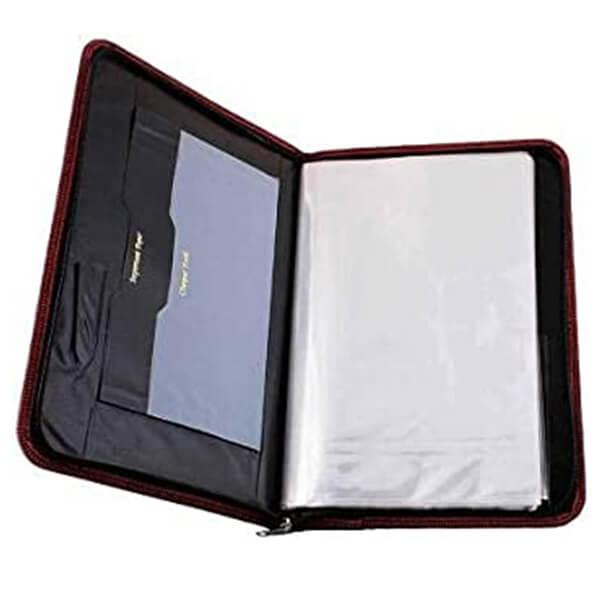 Black Customized Faux Leather Multipurpose, Professional File Folder with 20 Big Size Leaves (Size-B4)