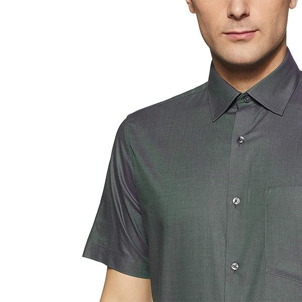Grey Customized Van Heusen Men's Solid Regular Fit Formal Shirt