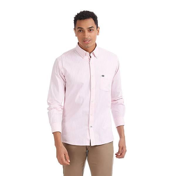 Pink Customized Men's Striped Casual Shirt