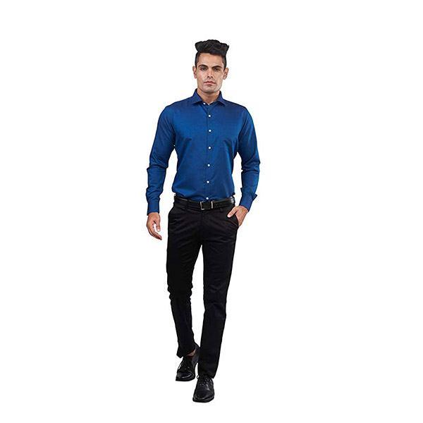 Dark Blue Customized Men's Slim Fit Shirt