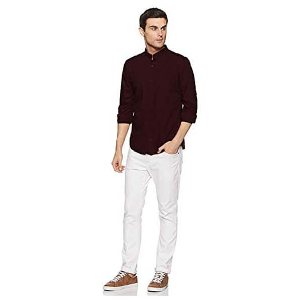 Brown Customized Men's Cotton Casual Slim Fit Shirt