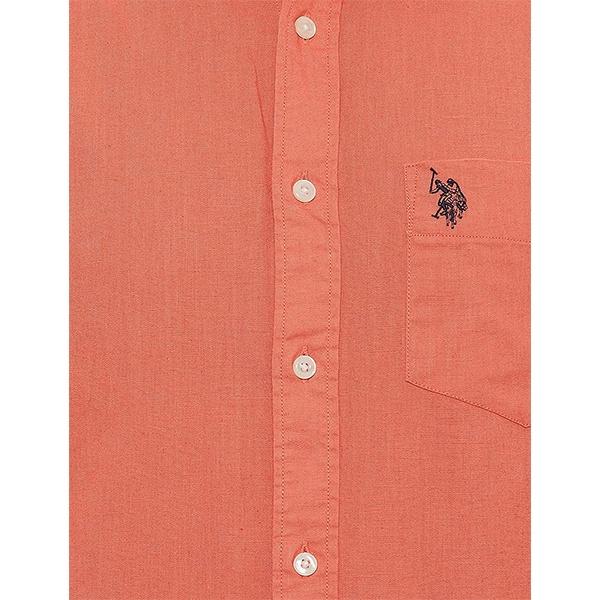 Orange Customized US Polo Association Men's Solid Regular Button Down Shirt