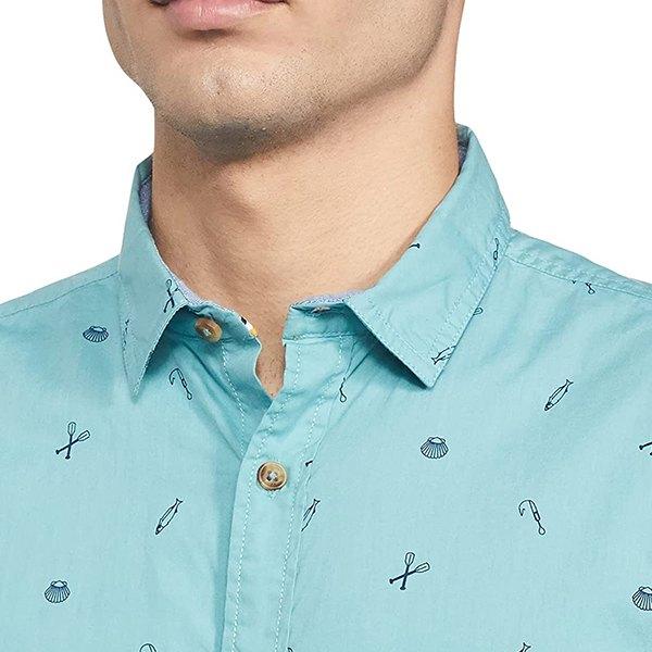 Teal Customized Men's Solid Regular Fit Shirt