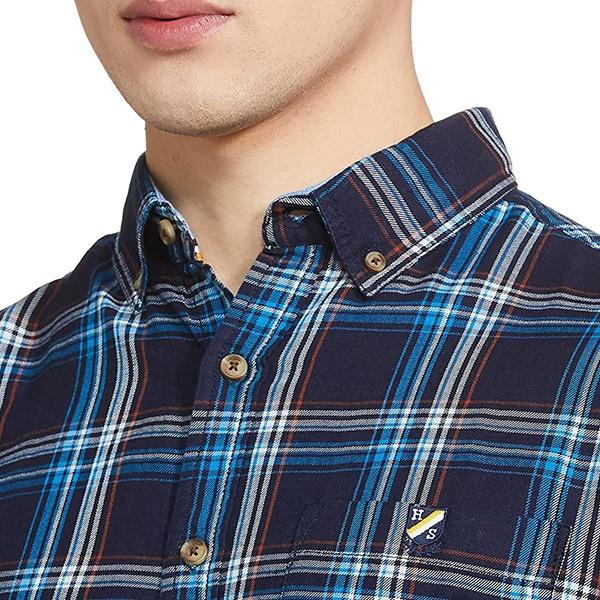 Blue Customized Men's Checkered Regular Fit Shirt