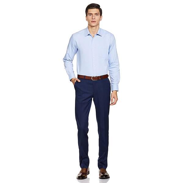 Blue Customized Men's Solid Regular Fit Shirt