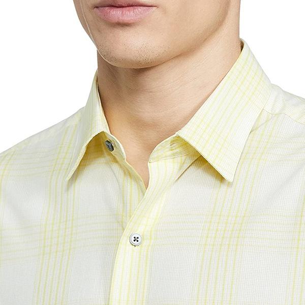 Light Yellow Customized Men's Checkered Slim Shirt