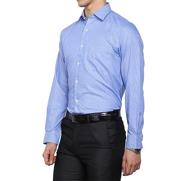 Blue Customized Men's Plain Regular Fit Cotton Formal Shirt