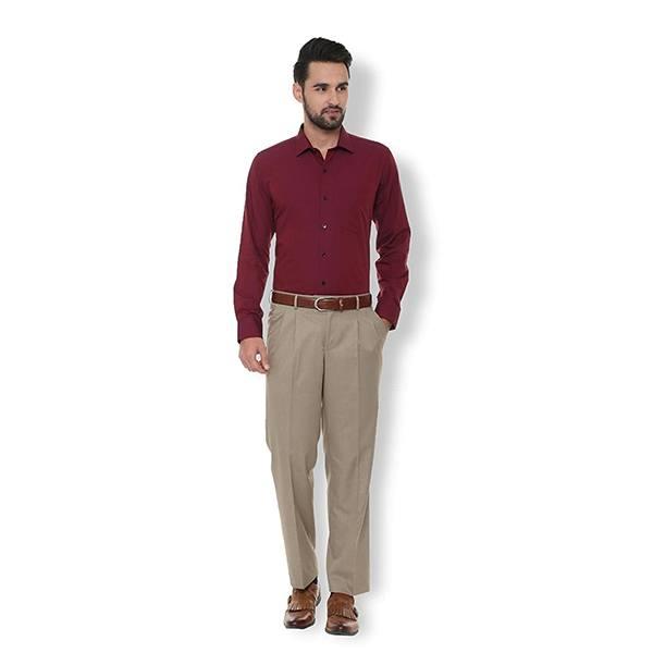 Maroon Customized Van Heusen Men's Solid Slim Fit Formal Shirt