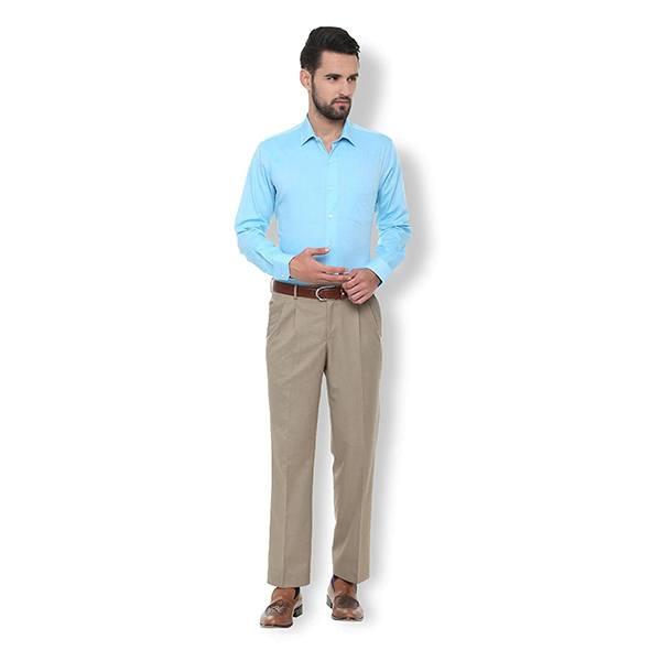 Light Blue Customized Van Heusen Men's Solid Slim Fit Formal Shirt