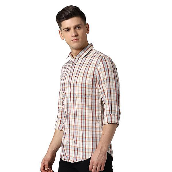 Beige Customized Peter England Men's Slim Shirt