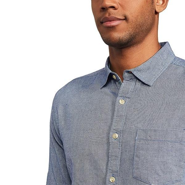Blue Customized Men's Solid Regular Shirt