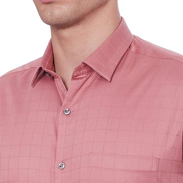 Pink Customized Men's Checkered Slim Shirt