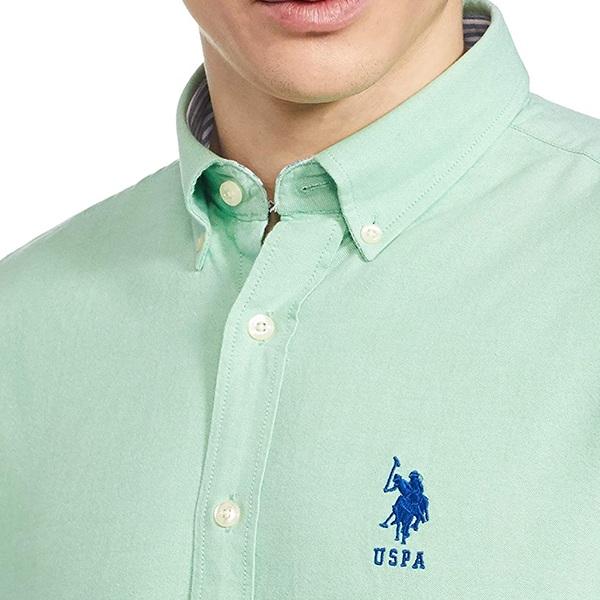 Green Customized U.S. POLO ASSN. Men's Solid Regular Fit Casual Shirt