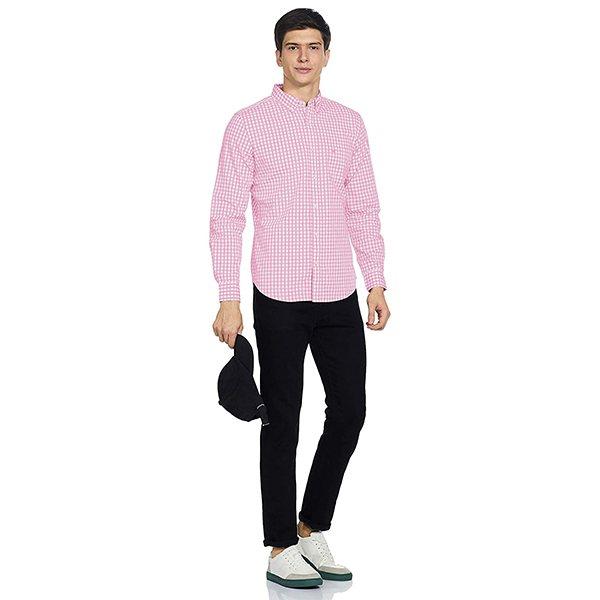 Pink Customized United Colors Of Benetton Men's Slim Shirt