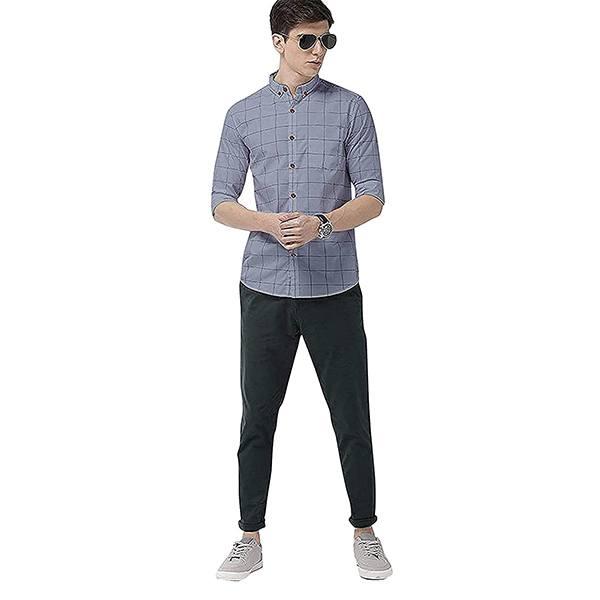 Grey Customized Men's Cotton Casual Shirt Full Sleeves