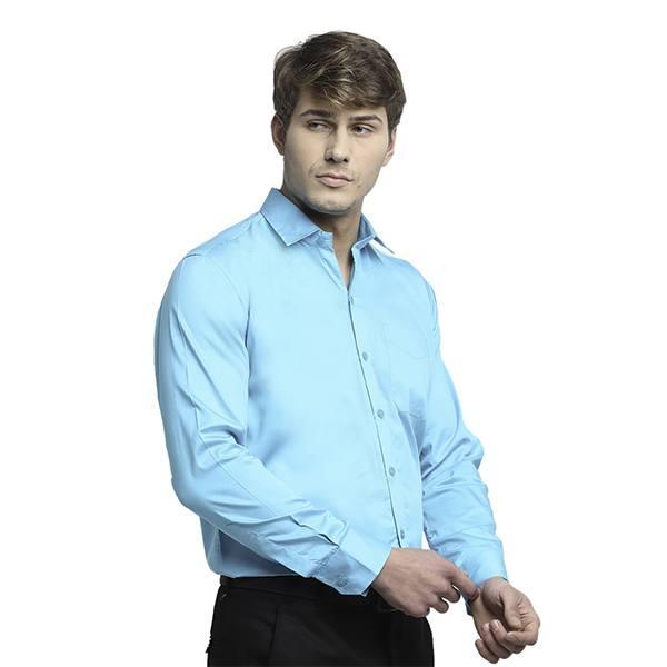 Blue Customized Shirts with Normal Collar Royal Satin 100% Cotton for Men