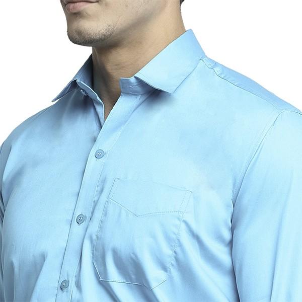 Blue Customized Shirts with Normal Collar Royal Satin 100% Cotton for Men