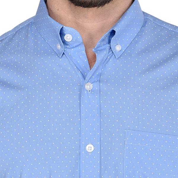 Sky Blue Customized SHIRTS Men's Casual Polka Print Full Sleeves Cotton Shirt