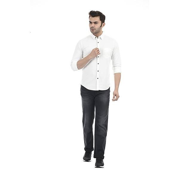 White Customized Pepe Jeans Men's Plain Slim Fit Casual Shirt