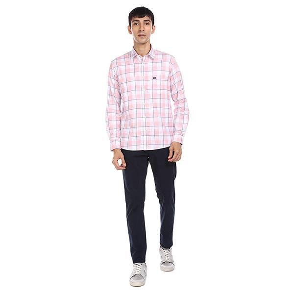 Light Pink Customized Men's Checkered Regular Shirt