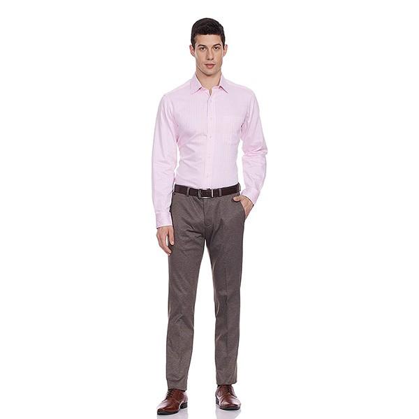 Pink Customized Men's Checkered Regular Fit Formal Shirt
