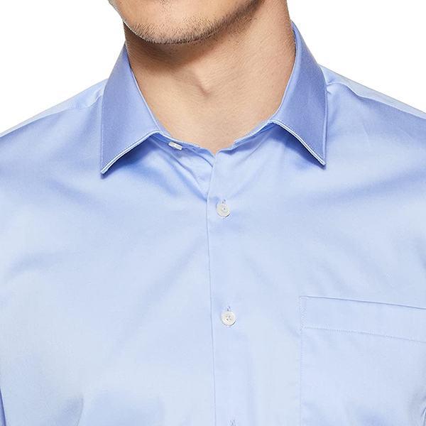 Light Blue Customized Men's Solid Slim Shirt