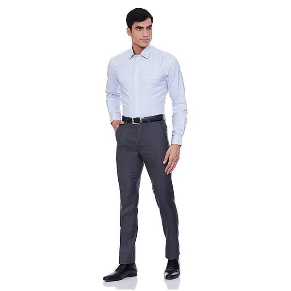 Blue Customized Men's Striped Slim Fit Formal Shirt