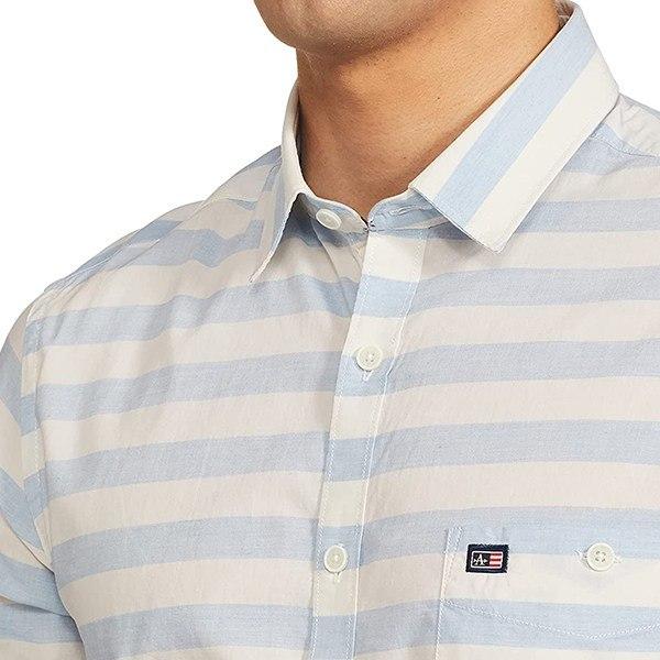 Blue Customized Men's Striped Slim Shirt